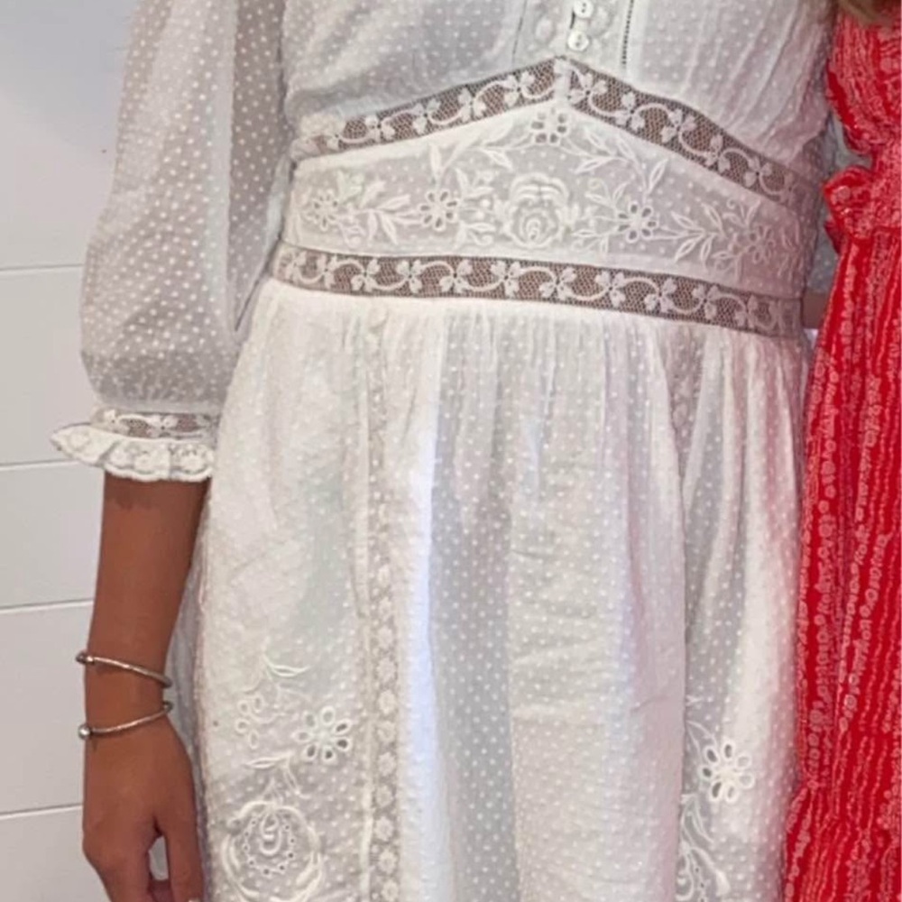 Loveshackfancy White Embroidered Dress with Lace Details - Love Shack Fancy